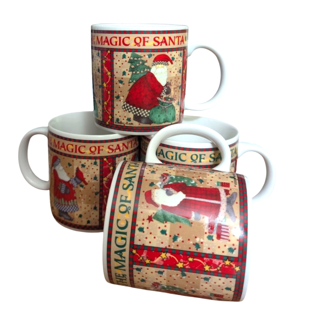 Debbie Mumm Magic of Santa Christmas Mugs - Set of 4